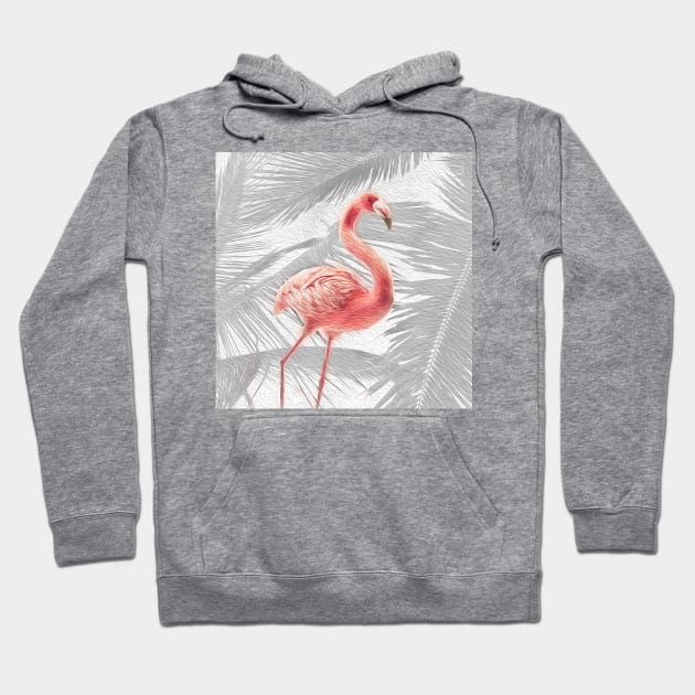 Grey + Pink Tropical Flamingo Hoodie by peachesinthewild